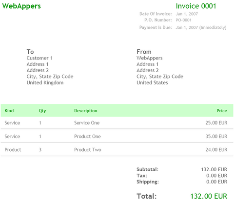 Invoice Template Free