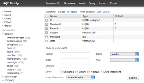 SQl Buddy - Web Based MySQL Administration