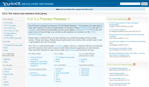 YUI 3.0 Preview Release 1