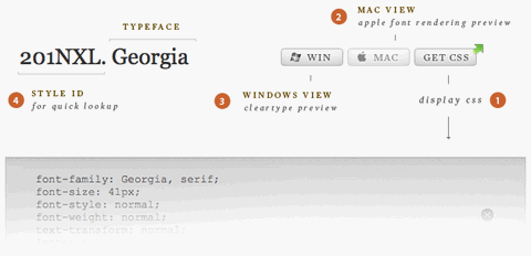Browse Web Typefaces and Download CSS Code