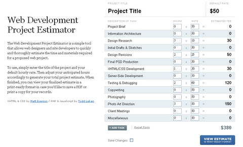 Web Development Project Estimator