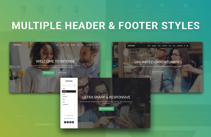 intense - multiple header and footer styles